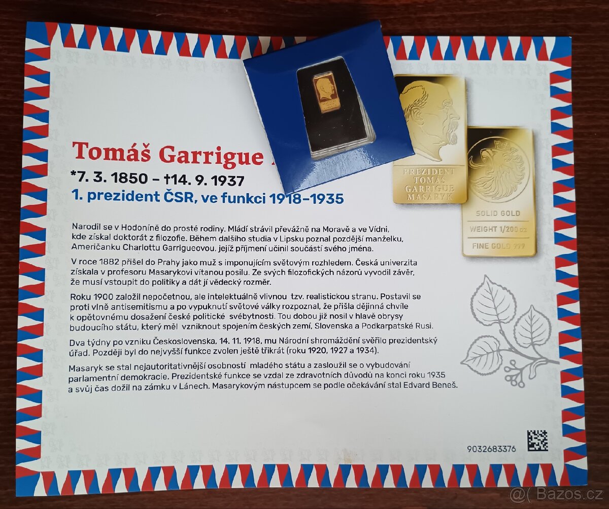Zlatá cihlička 999/1000 Masaryk - 9