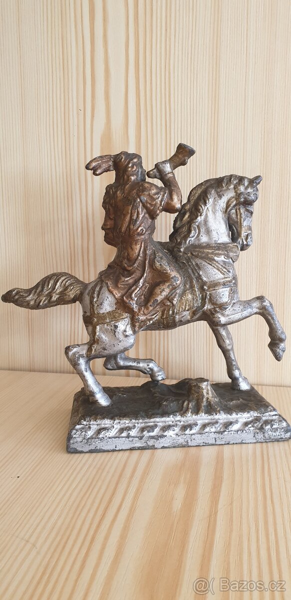 OLDŘICH NA KONI, UMĚLECKÁ PLASTIKA ORIGINÁL SOŠKA 1850-1899 - 9