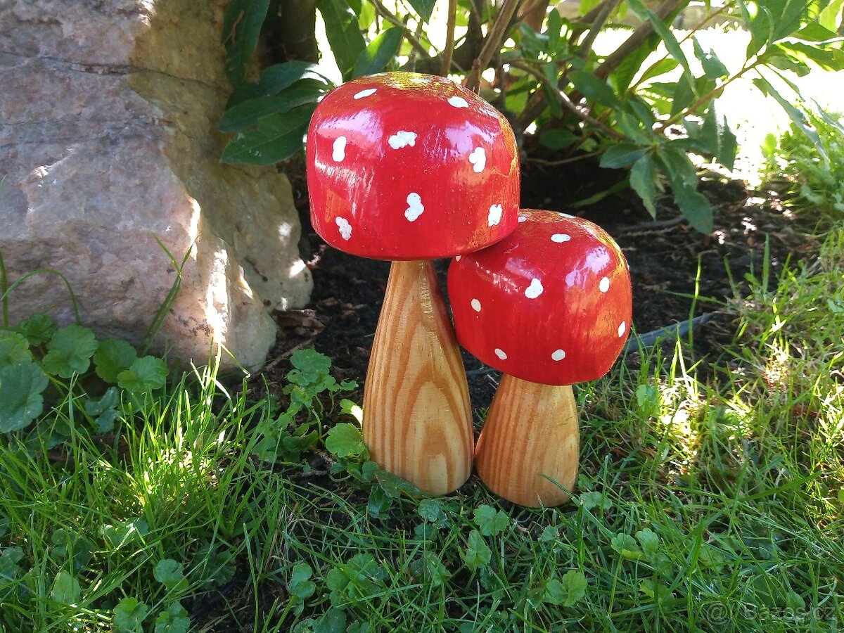 Dřevěné HOUBY dekorace na zahradu, masiv, EKO nátěre - 9