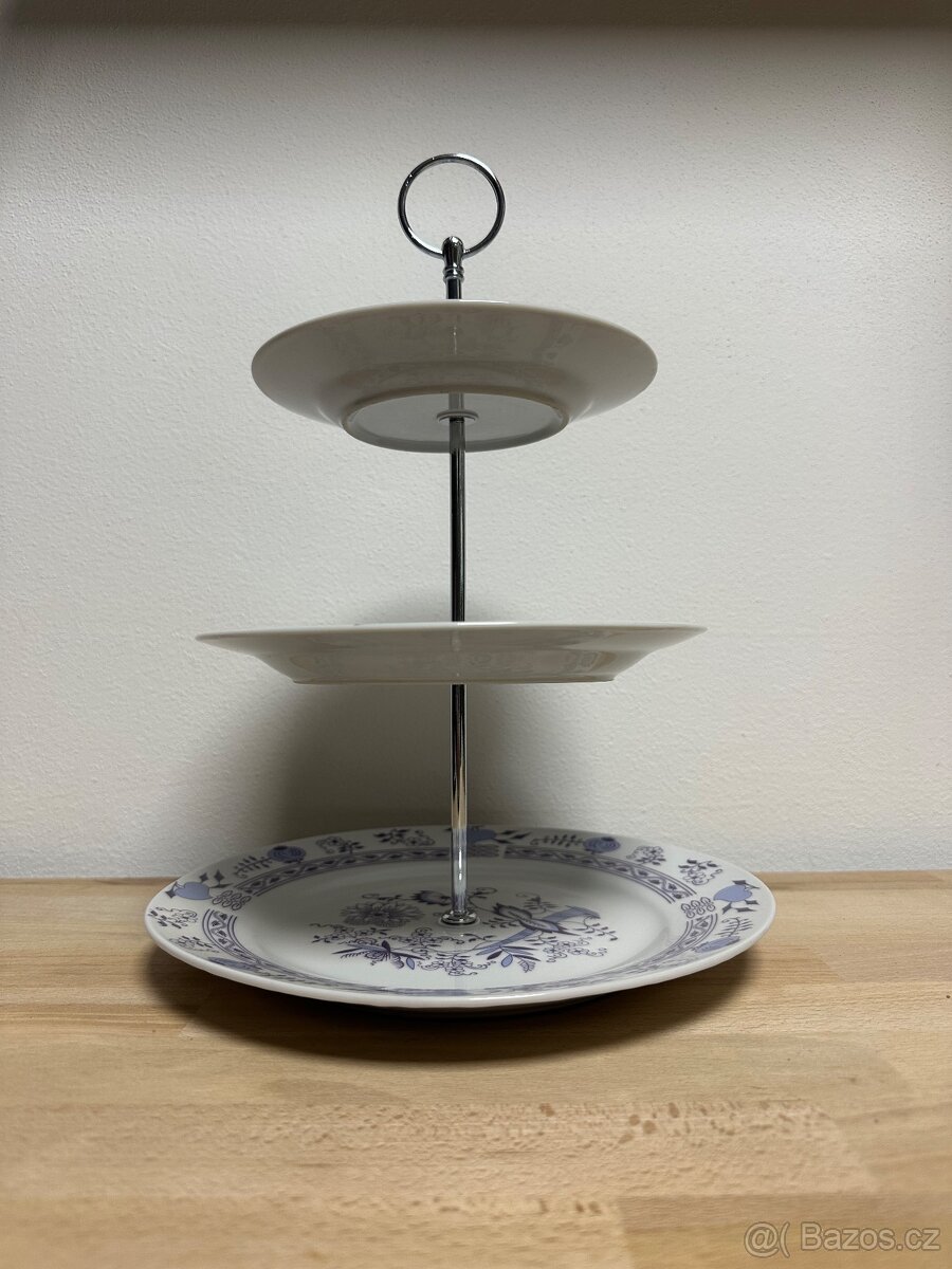 Porcelánový etazér, patrový talíř, cibulák - 9