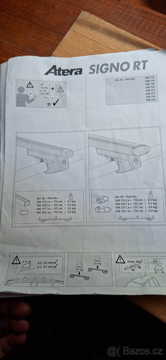 Střešní nosiče Atera Giro AF+, 4ks i s hagusy - 9