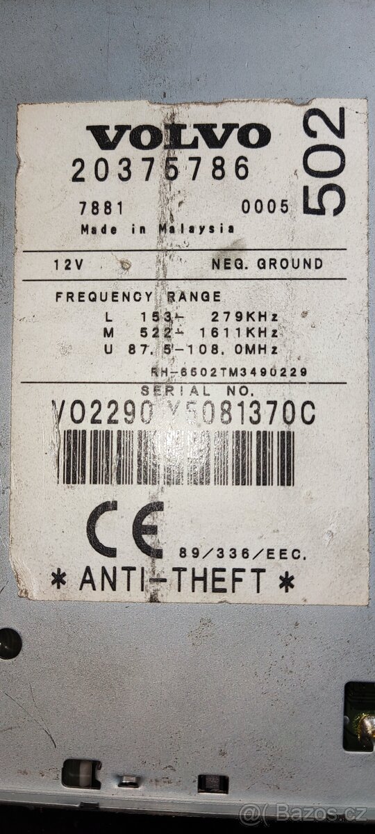 Originální autorádio Volvo - 9