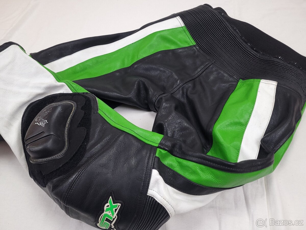 XLS GREEN dvojdielna pánska kožená moto kombinéza 52 L - 9