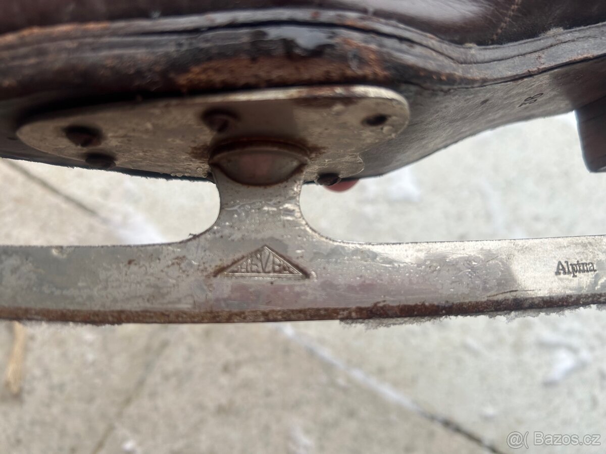Historické brusle Alpina s čepelemi Sheffield, - 9