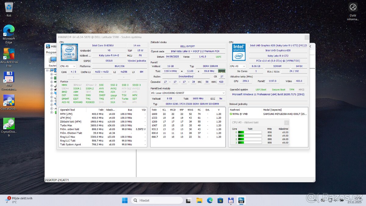 Dell 5590/15,6“/I5 8350U/SSD NVMe 256GB/RAM16GB/NOVÁ BAT. - 9