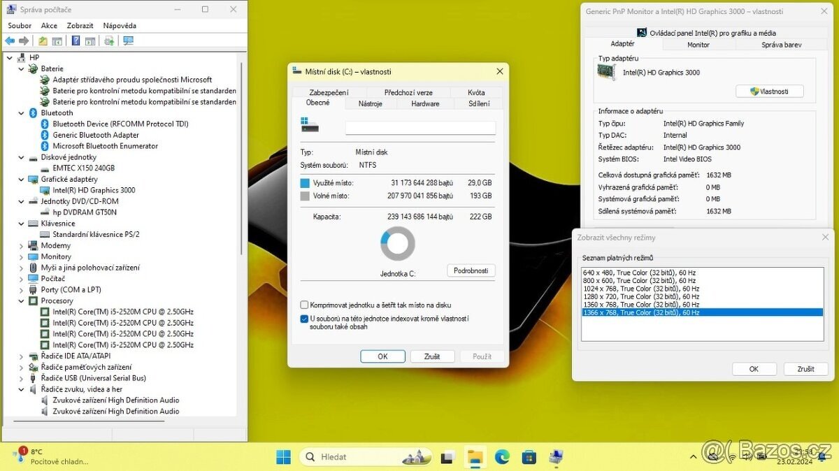 HP 6460B /i5-2520/4GB/SSD240GB/WIFI/BT/DVD/WIN11/ZÁRUKA - 9