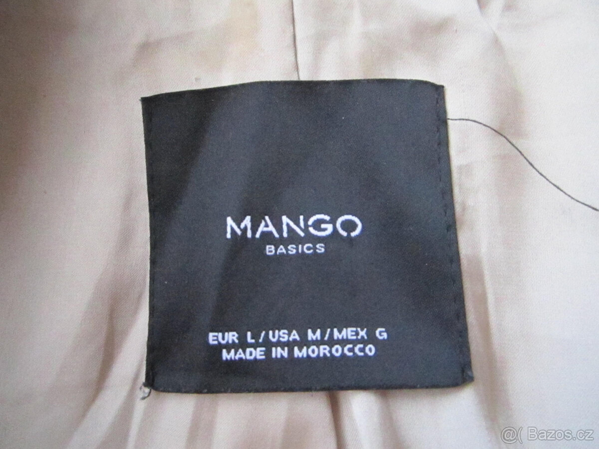 Béžový zimní kabát zn. Mango, L/40, 62% vlny - 9