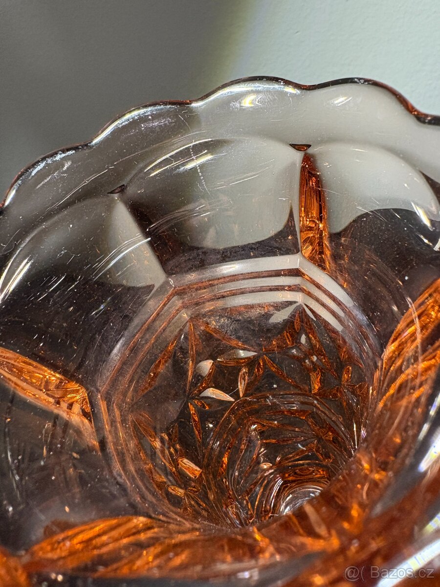 Váza Art deco - růžové sklo - 9