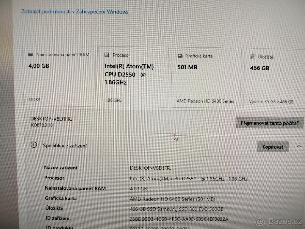 PC sestava - minipočítač, monitor 23", 500GB SSD, WIFI - 9