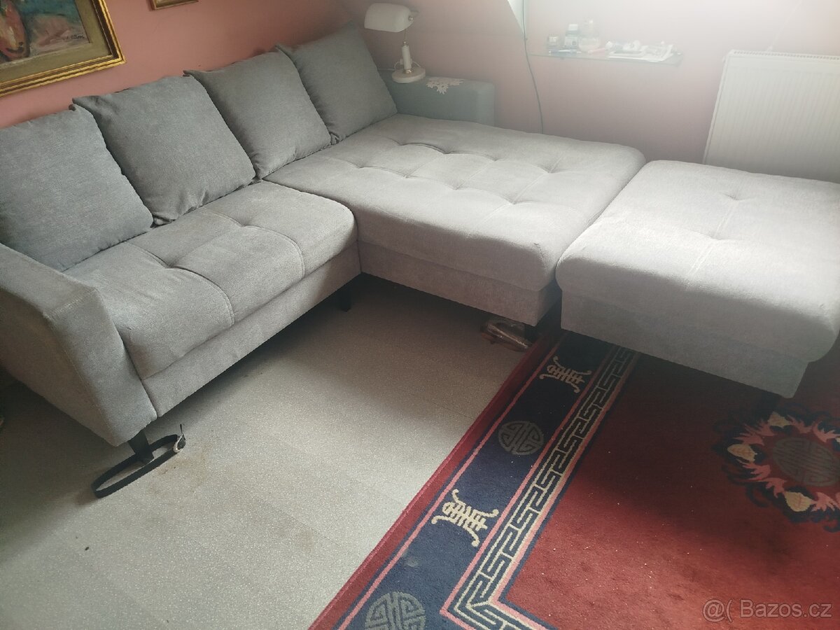 Rohová sedačka + taburet - 9