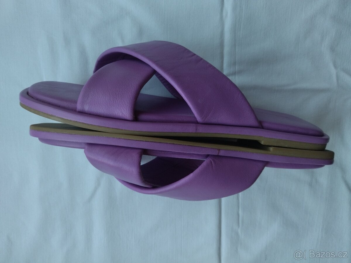 Letní nízké pantofle Kate Gray, fialová kůže, vel. 42 - 9