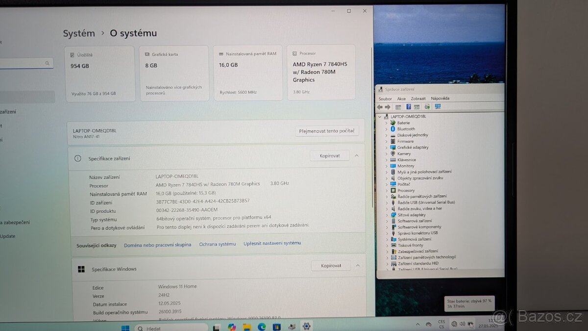 top Nový Acer Nitro 17 AMD R7 16GB 1TB SSD RTX 4070 Win11 - 9
