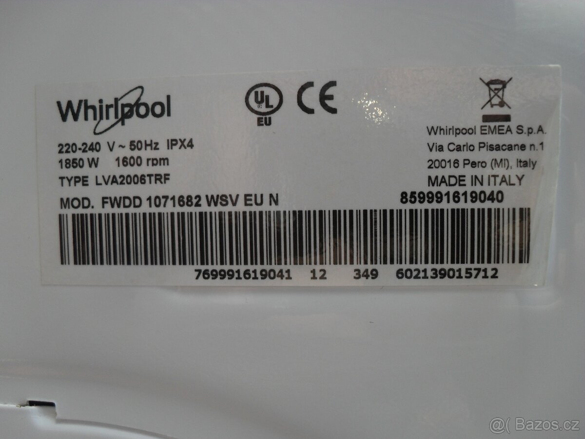 PRAČKA SE SUŠIČKOU WHIRLPOOL,VELKÁ KAPACITA 10/7KG,STÁŘÍ 2 R - 9