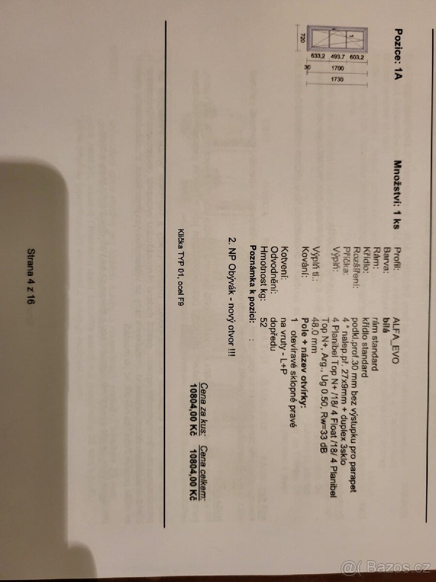 Okno plastové, trojsklo, nové, Sleva - 9