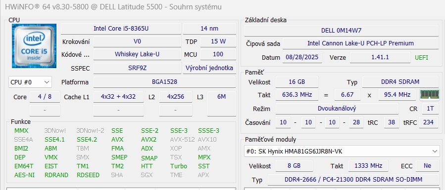 DELL Latitude 5500; i5-8365U / 16 GB RAM, 256 SSD,15,6",W11 - 9