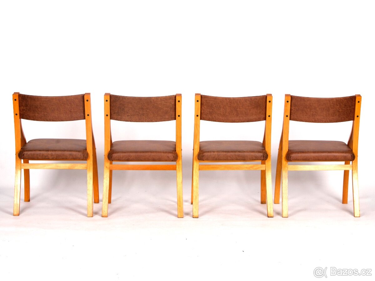 L. Volák,lamelové retro židle po celkové renovaci, 6 kusů. - 9
