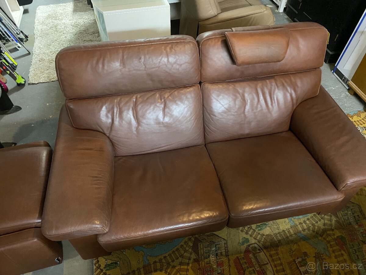 KOŽENÝ DVOUSED Segmüller -D POLOHOVATELNÝ, S PODNOŽNÍKEM - 9