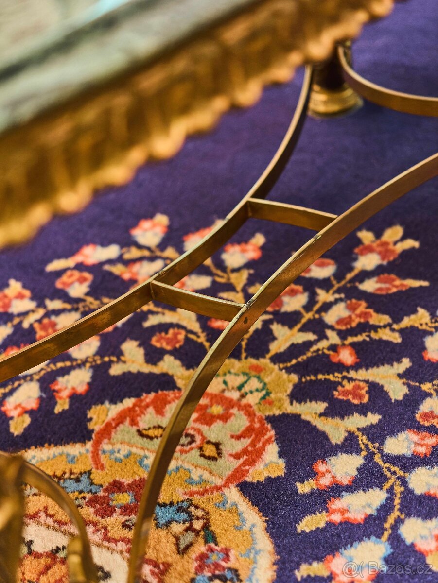 Starožitný konferenční stolek s mramorem - 9