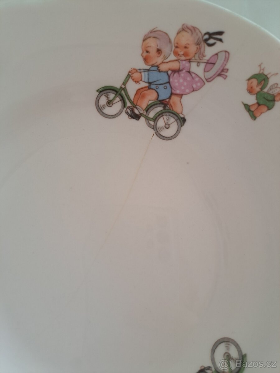Retro talíře - Děti na kole - 9