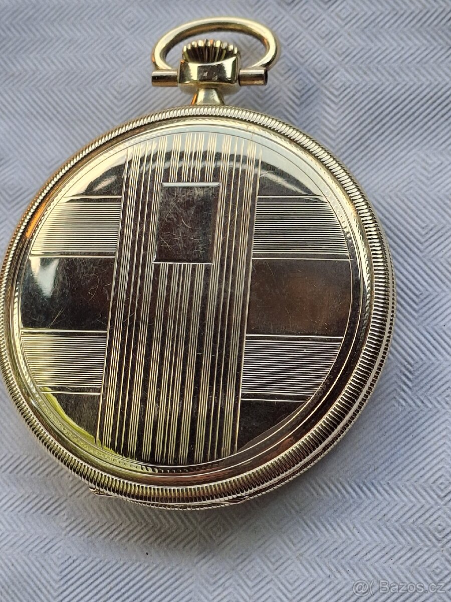 Zlaté 14K starožitné kapesní hodinky ORATOR - 9