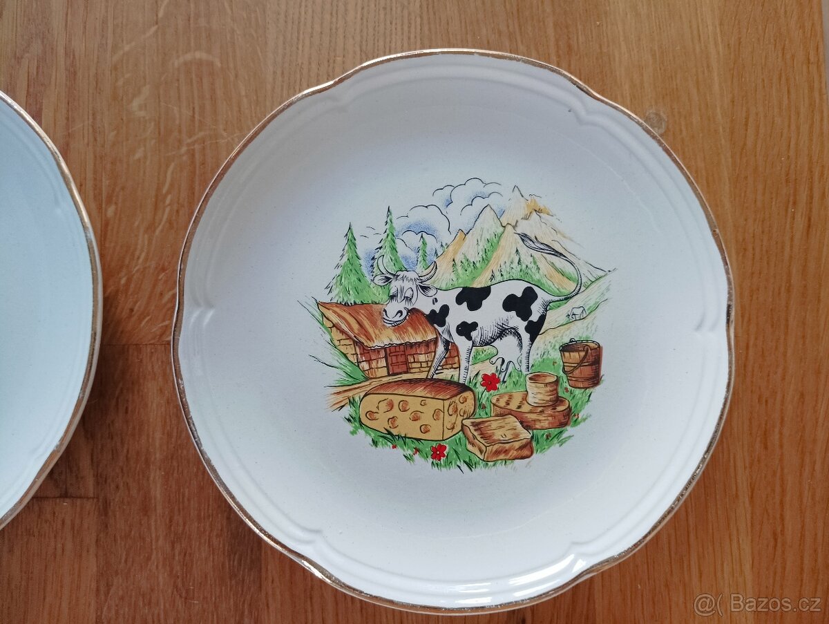 VINTAGE SÝROVÉ TALÍŘE MOULIN DES LOUPS, ORCHIES - 9