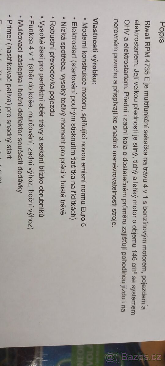 Benzínová sekačka Riwall RPM 4735E - 9