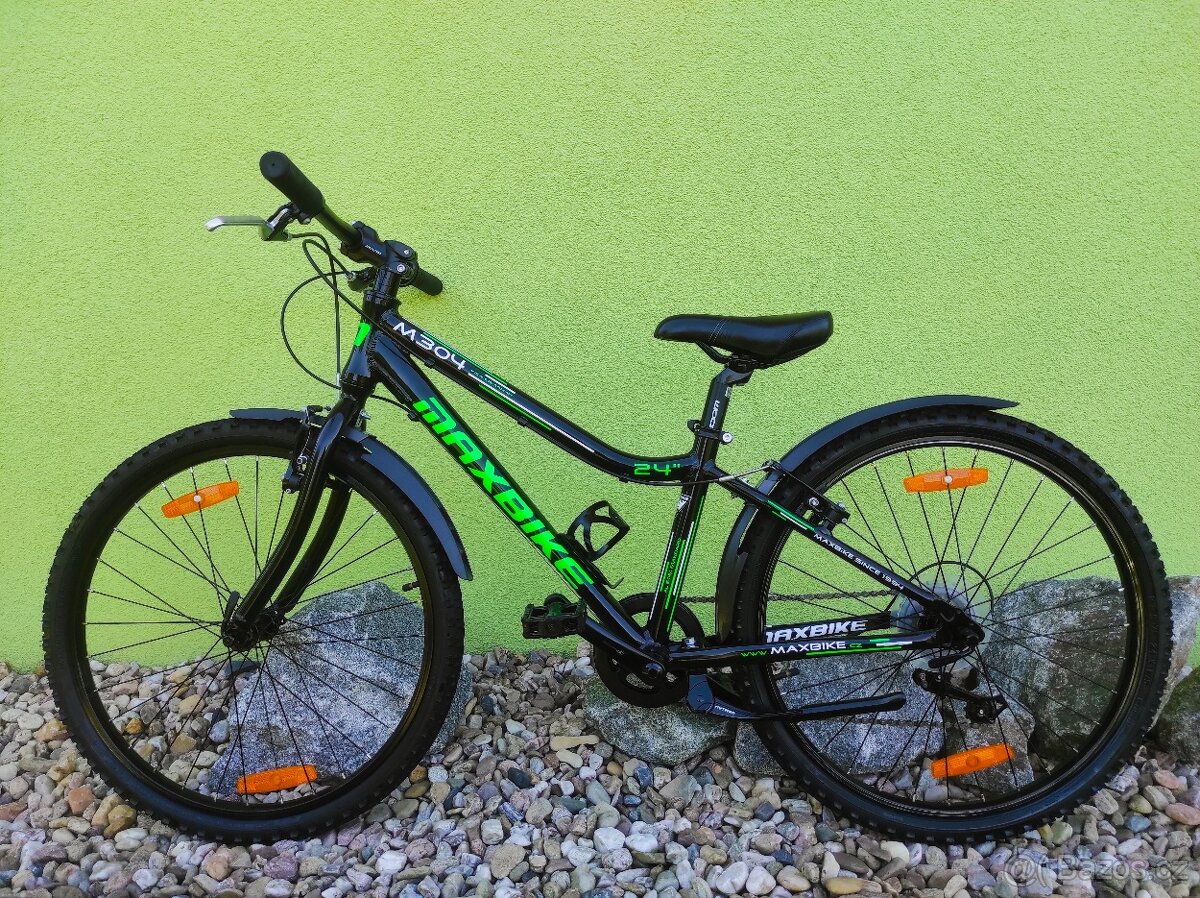 Značkové dětské kolo MAXBIKE 24" (černá/zelená) - 9