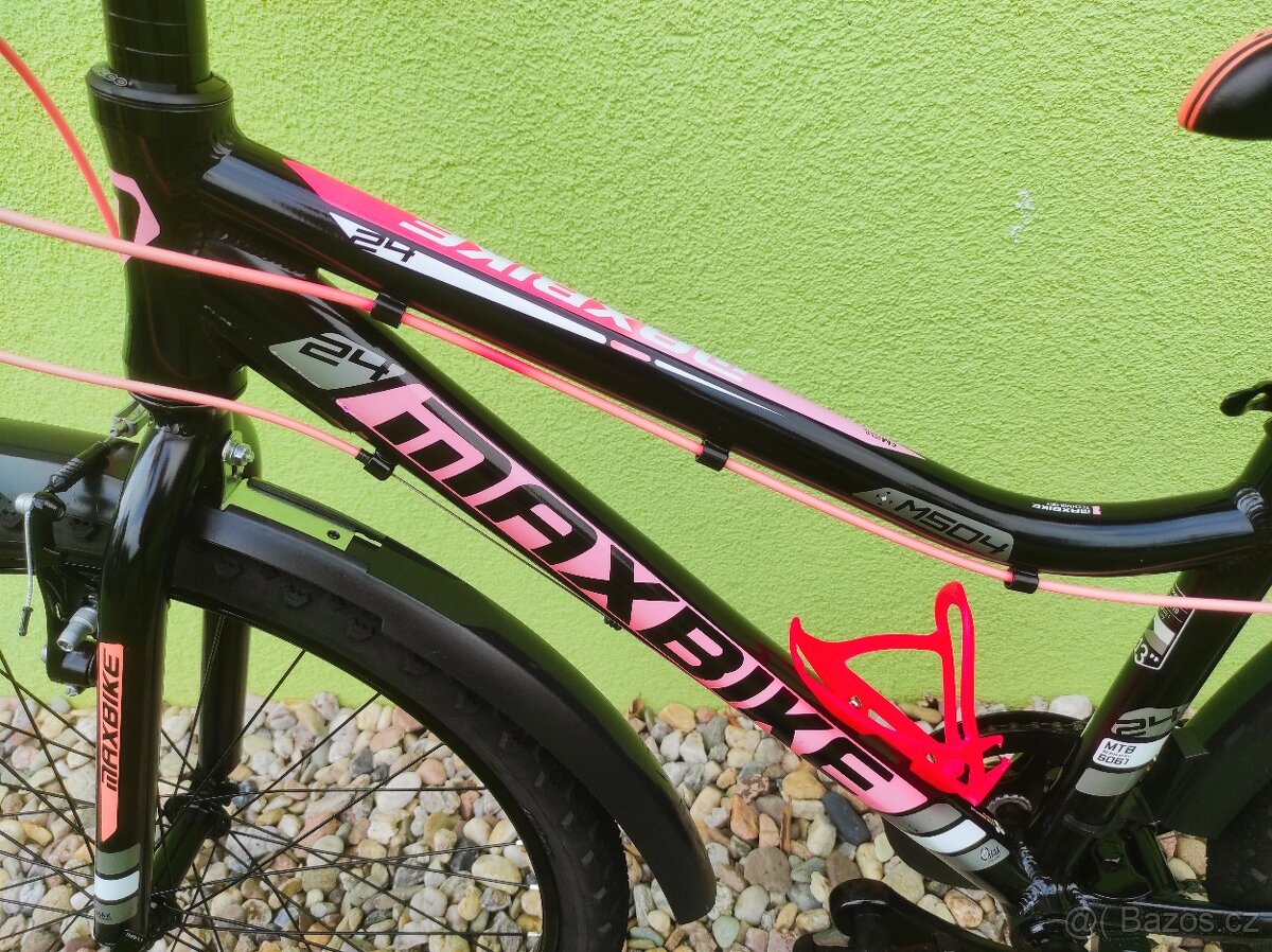 Značkové dětské kolo MAXBIKE 24" (černá/růžová) - 9