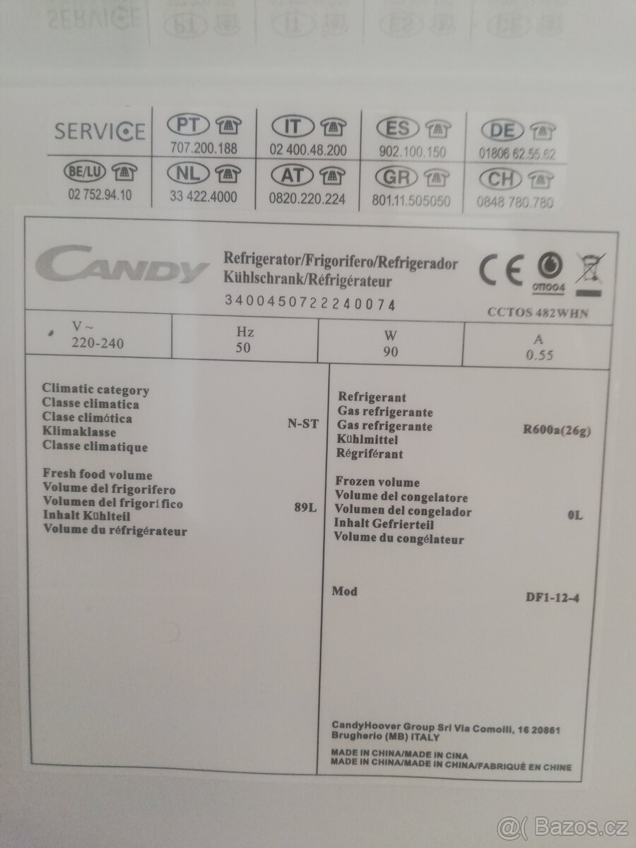 Chladnička/lednička s mrazákem CANDY, zánovní, udržováná, - 9