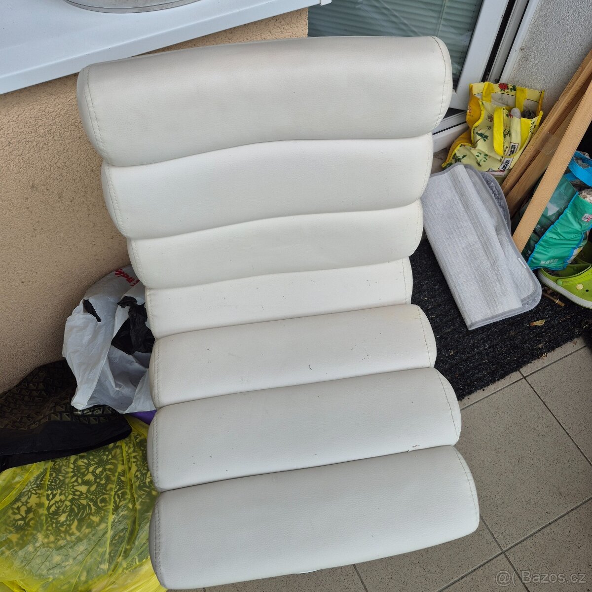 Bílé kožené barové židle barovky - 9