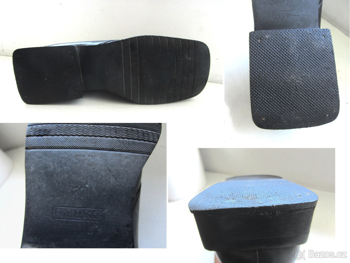 Vintage funky černé kožené dámské boty 37 - 9