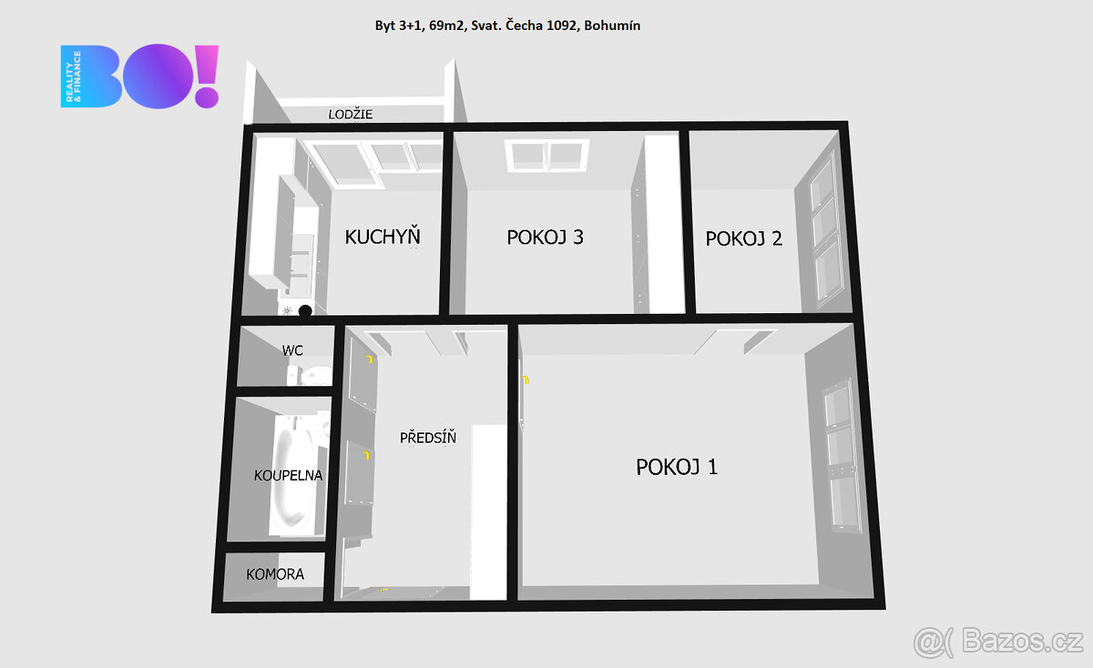 Pronájem bytu 3+1, 69 m², ul. Svatopluka Čecha, Bohumín - 9
