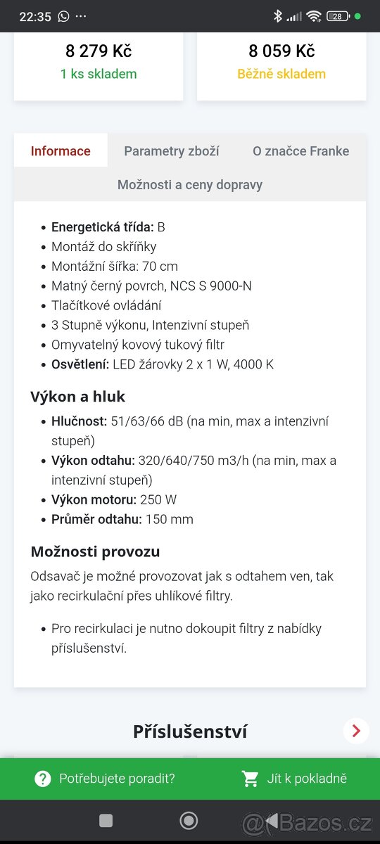 Odsavač par Franke FBFE BK A70 basic - 9