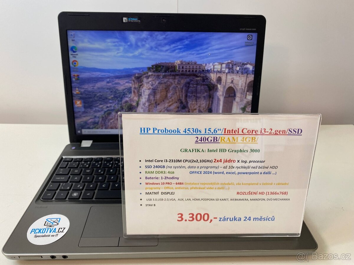 HP Probook 4530s 15,6“/Intel Core i3-2.gen/SSD 240GB/RAM 4GB - 9