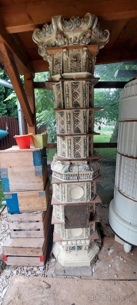 Kachlová kamna, starozitná - 9