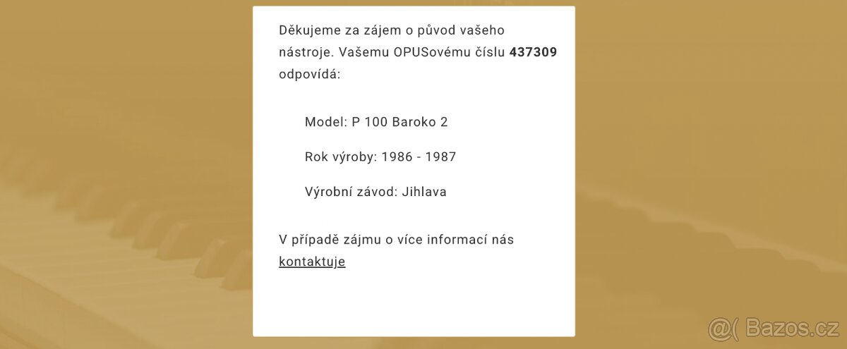 České pianino Petrof model antik + židle - 9