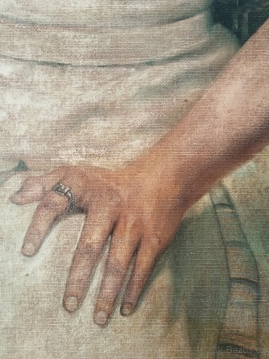 obraz DÁMA S PERLOVÝM NÁHRDELNÍKEM, olej, sign. +89 - 9