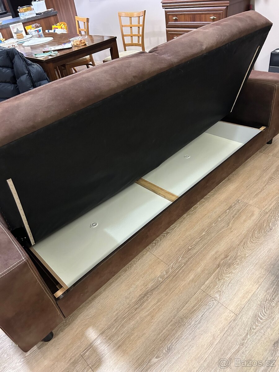 Hnědá pohovka rozkládací - 9