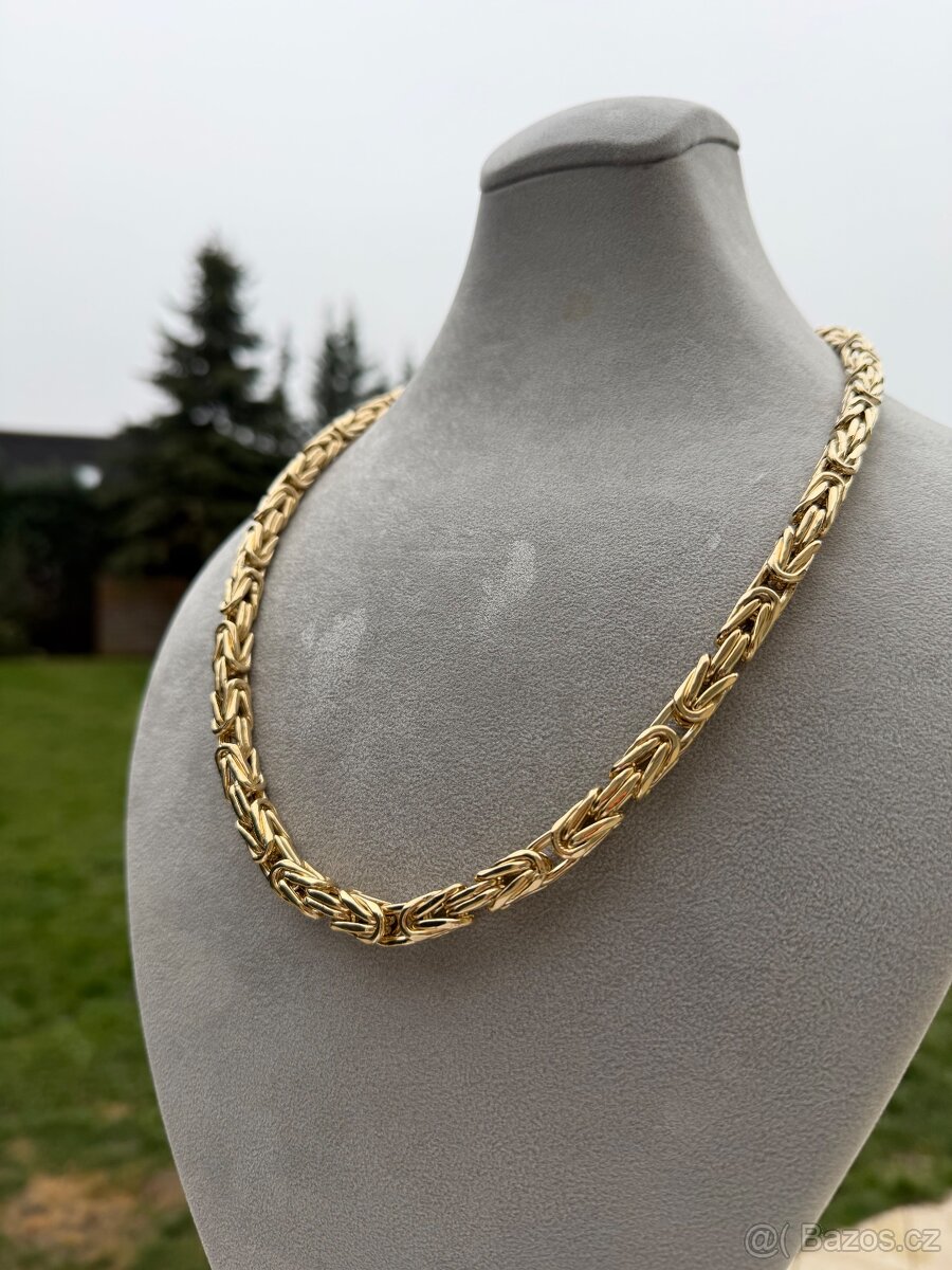 Zlaty řetěz KRÁLOVSKÁ VAZBA 62.2cm 9mm - 70cm -NOVÝ ŘETĚZ - 9
