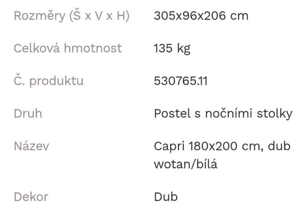 Postel s nočními stolky Capri - 9