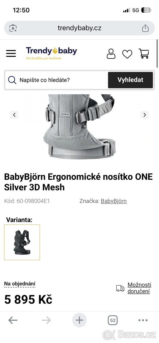 Babybjorn ergonomické nosítko one silver 3D Mesh - 9