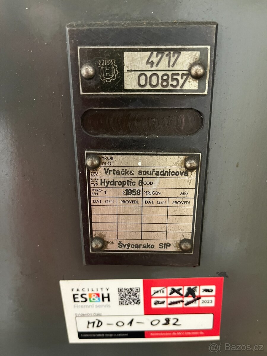 souřadnicová vrtačka typ HYDROPTIK 6 - 9