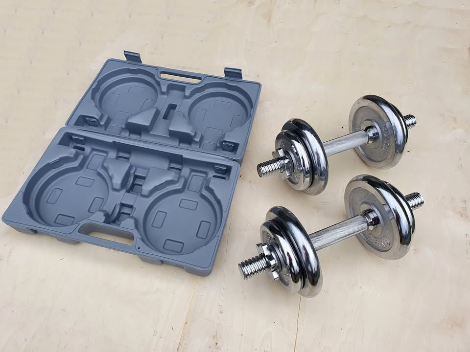 Jednoručky činky 2x10kg CHROM + KUFR - 9