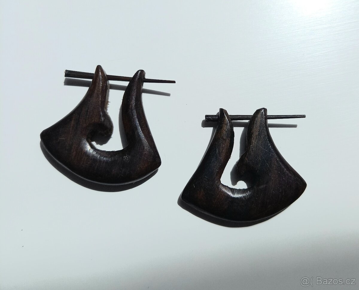 Dřevěné boho náušnice, ruční výroba - 9