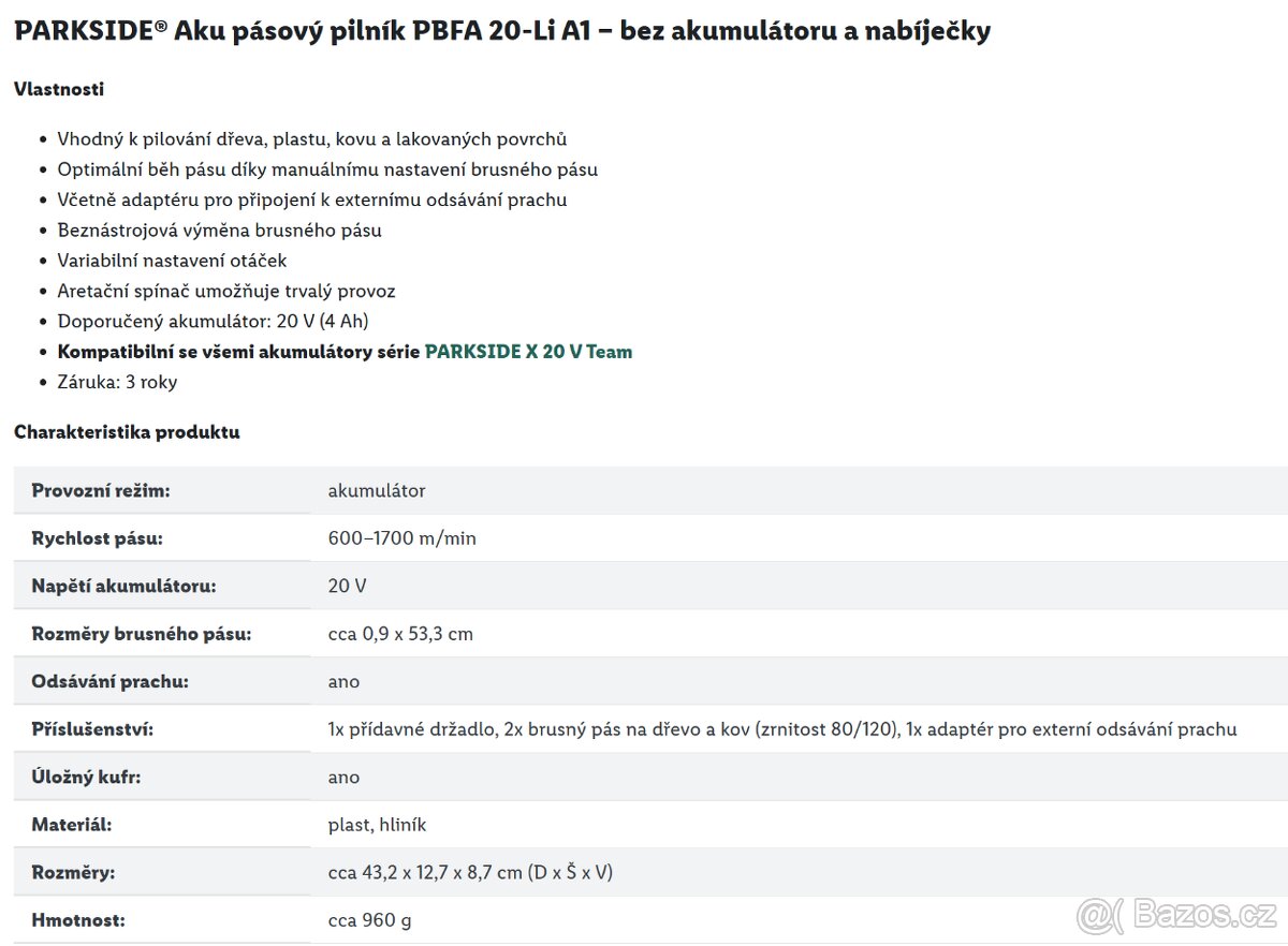 Aku pásový pilník Parkside - nový - 9