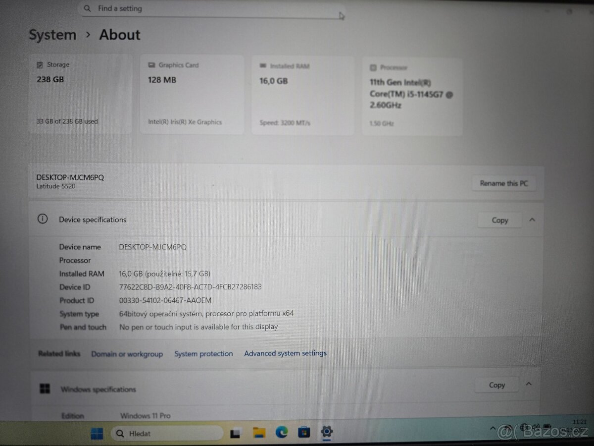 Dell Latitude 5520,i5,16 GB,256 GB SSD,Win 11 Pro - 9