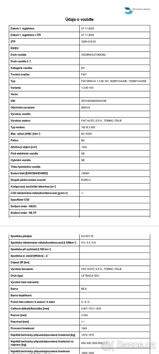 Prodám osobní automobil Fiat - 9