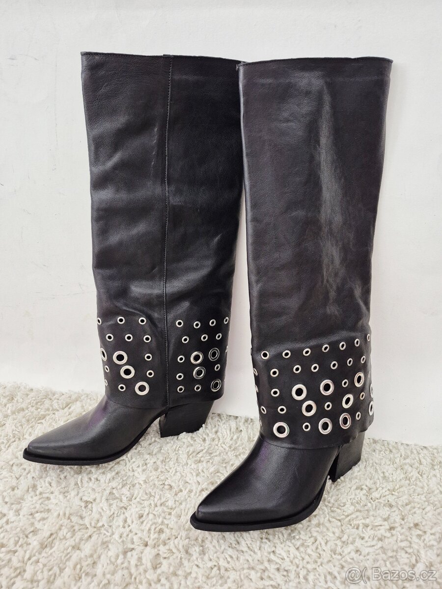 Nové dámské kožené vysoké kozačky, velikost 38 a vel 39 - 9