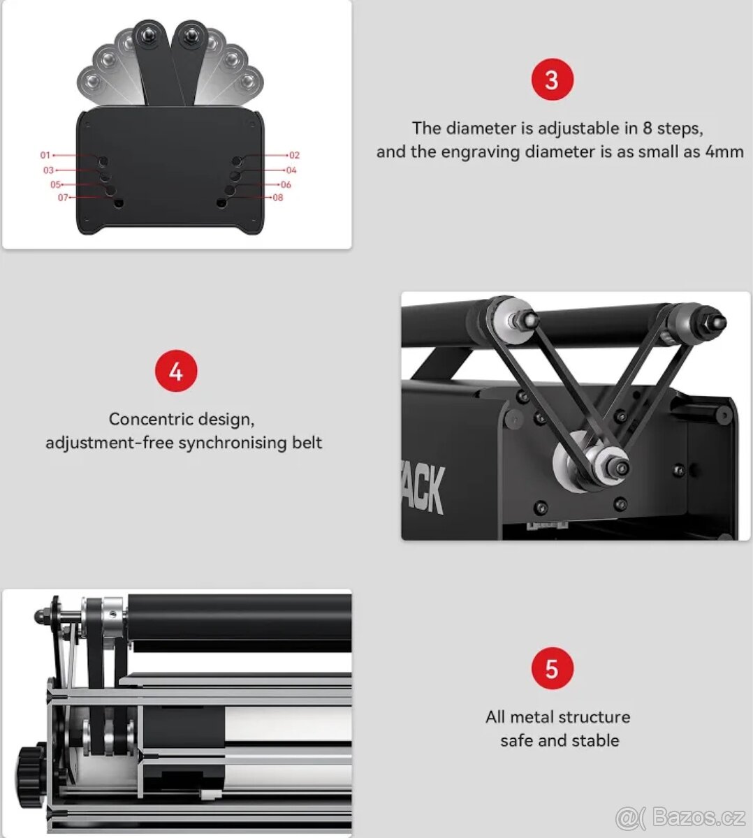 Rotační válec pro laserovou gravírku ATOMSTACK R3 Pro - 9