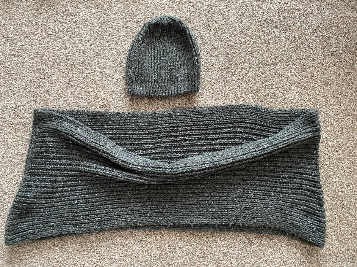 Nové dámské pletené sety - čepice, šála/kruhová šála - 9